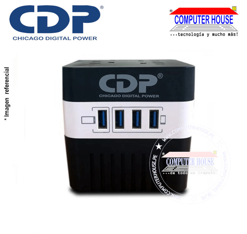 CDP RU-AVR604I, Estabilizador 600VA/300W 4 salidas + 4 puertos USB