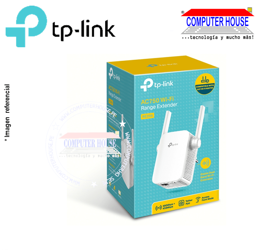 Extensor de Rango TP-LINK AC750 Wi-Fi RE205