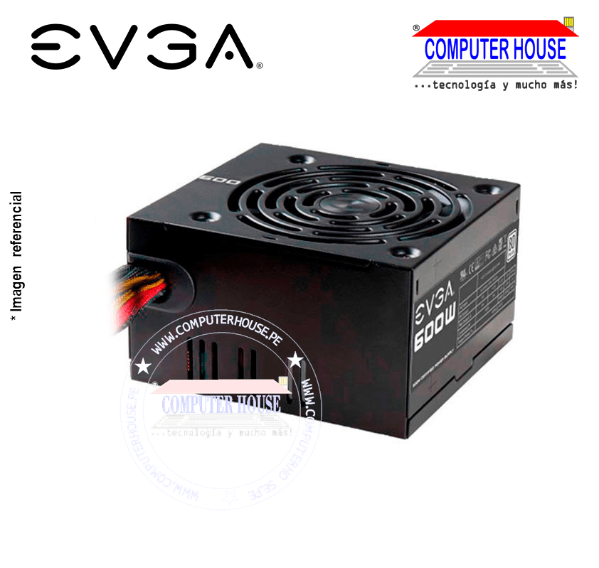 Fuente de poder certificada EVGA 600W,  80+ White (100-W1-0600-K1)