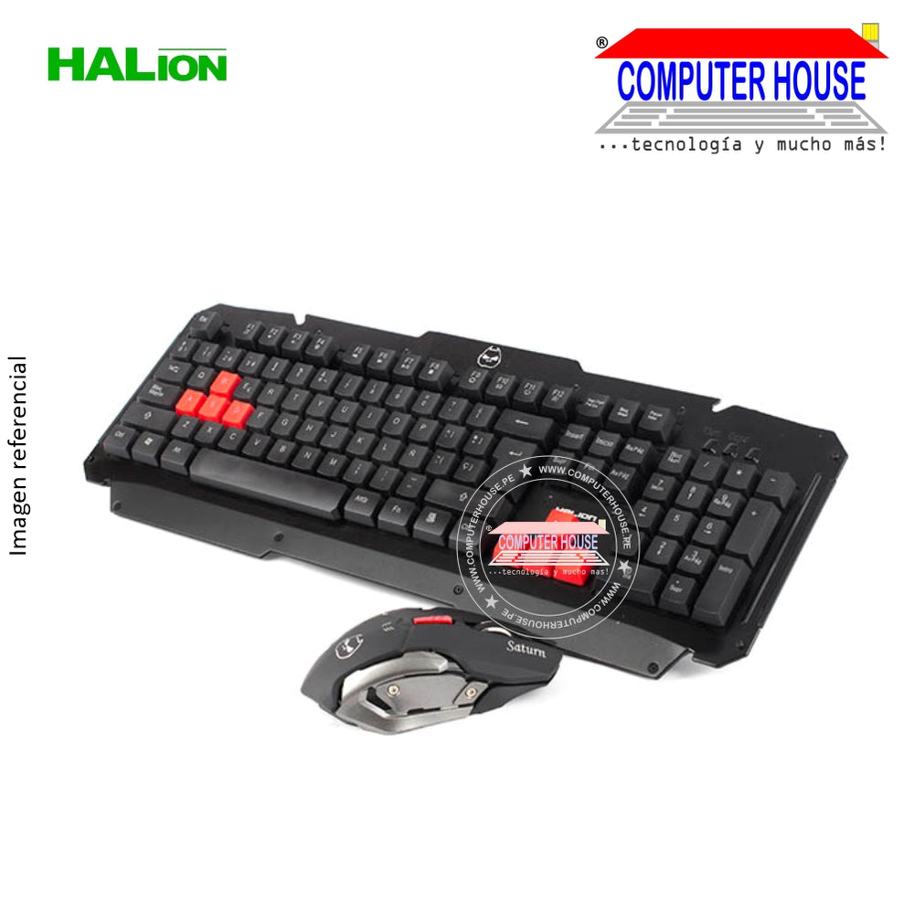HALION Kit gamer inalámbrico Saturn HA-KW509C conexión USB.