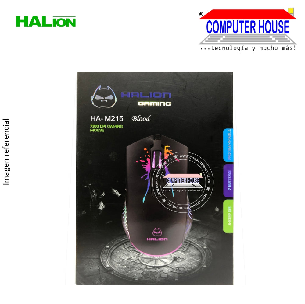 HALION Mouse alámbrico Gamer Blood HA-M215 conexión USB.