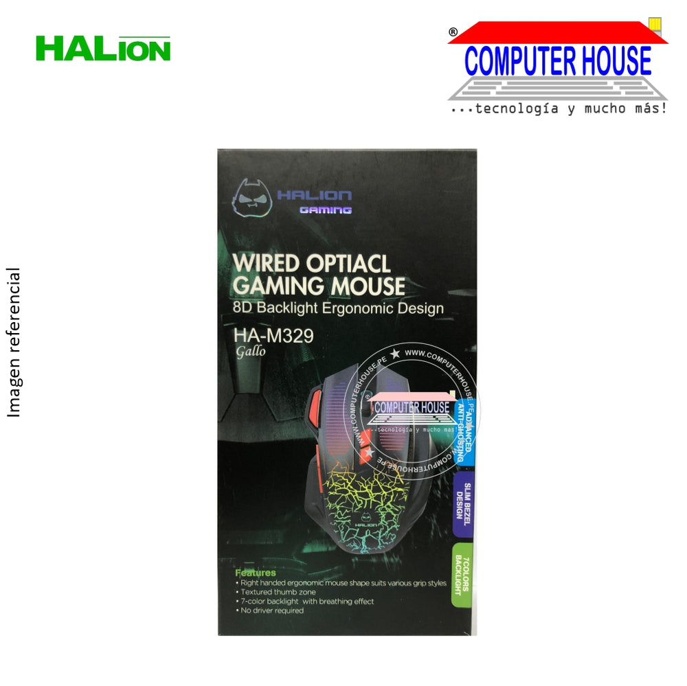 HALION Mouse alámbrico gamer Gallo HA-M329 conexión USB.