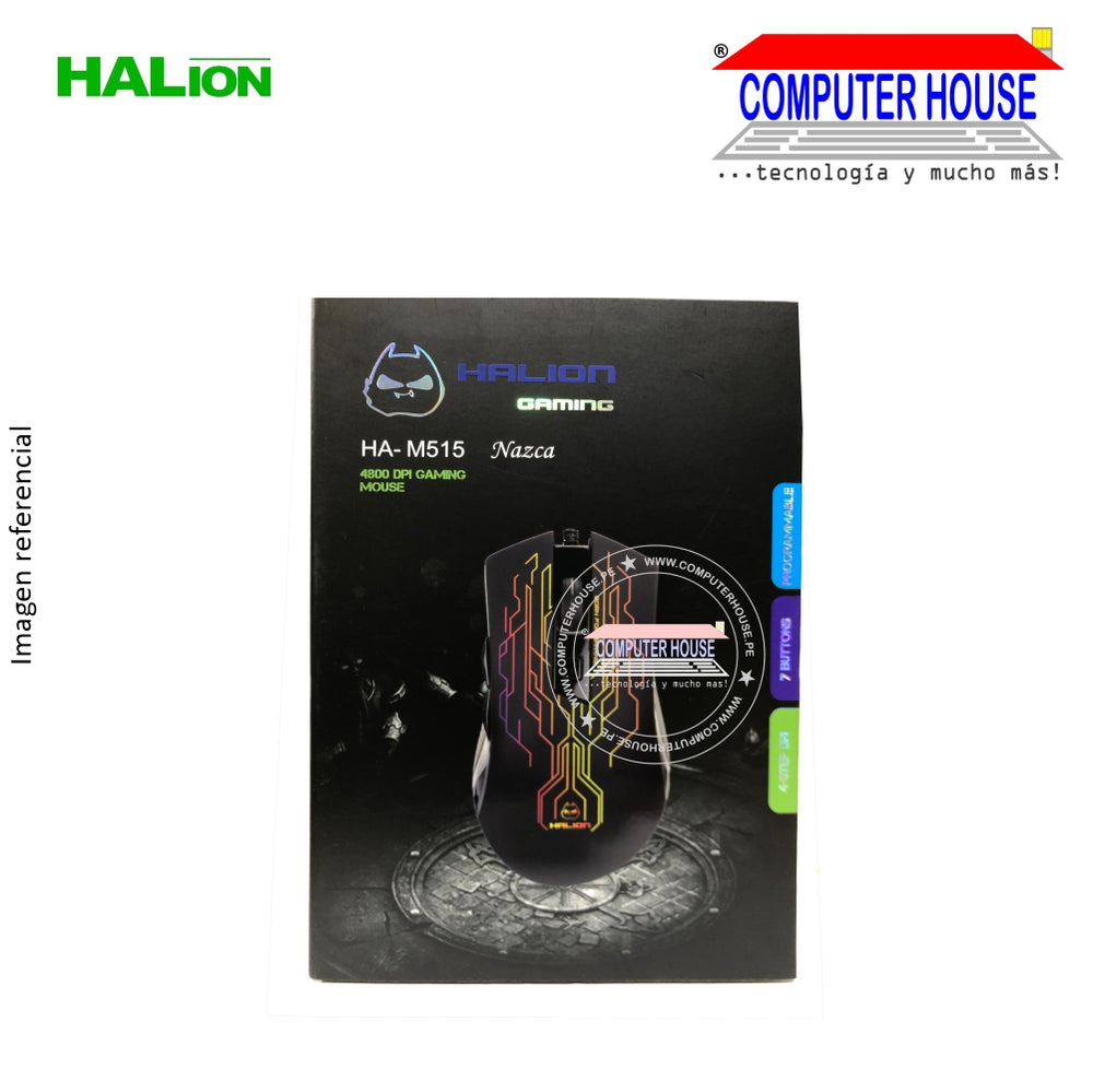 HALION Mouse alámbrico Gamer Nazca HA-M515 conexión USB.