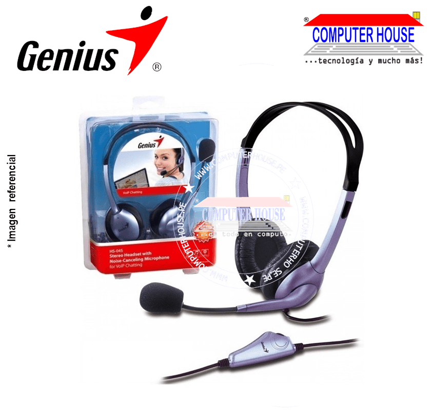 GENIUS HS-04S Noise Canceling Blue wired hearing aid + built-in microphone 2 plug audio and microphone connection (31710025100) 