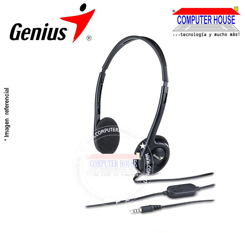 Audífono alámbrico GENIUS HS-M200C Black + micrófono incorporado (31710151103)