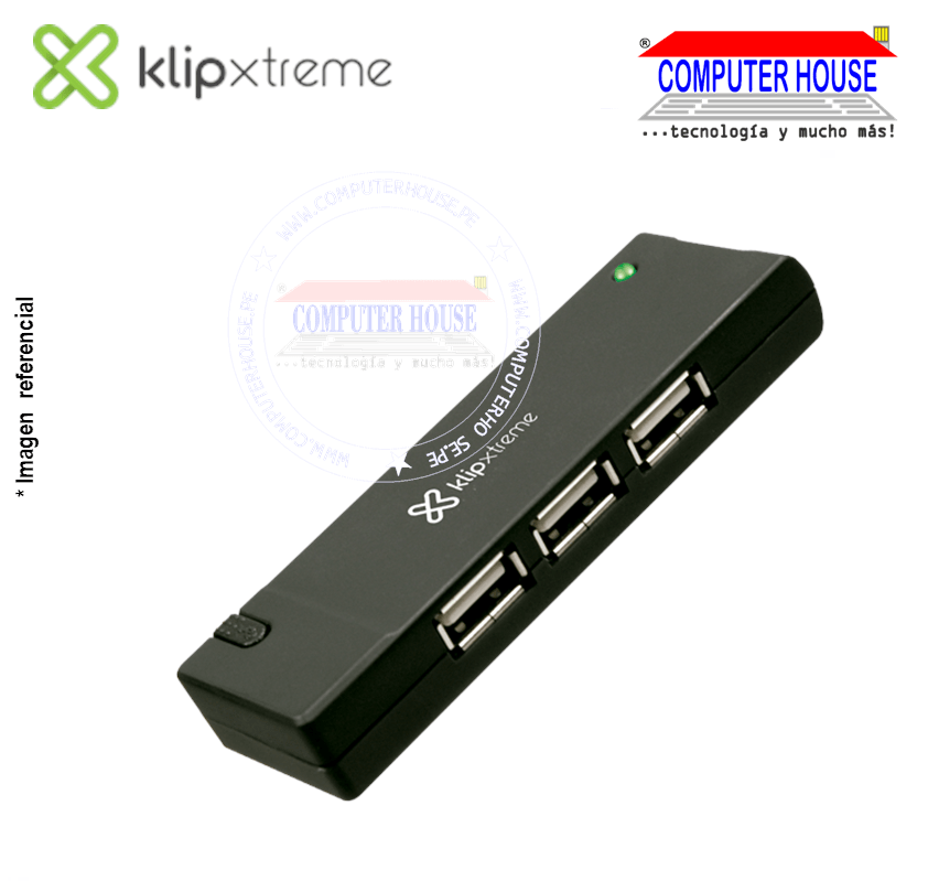 Extensión USB KLIP XTREME 4 puertos USB 2.0 sobremesa colores, Hub USB (KUH-400G)