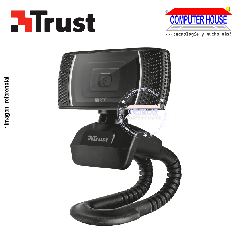 TRUST Doba Webcam + Headphones, 2-in-1 Home Office Set, 720p HD Camera, USB