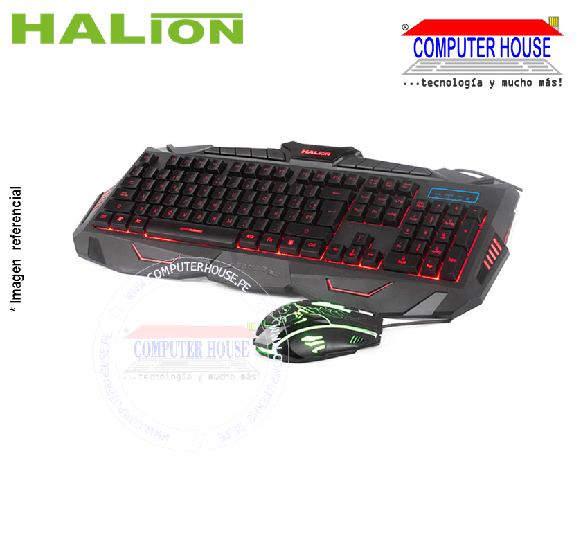 HALION Kit gamer Shark HA-800 Teclado Mouse conexión USB.