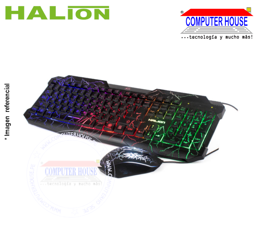 HALION Kit gamer Teclado Mouse HA-506C Kraken conexión USB.