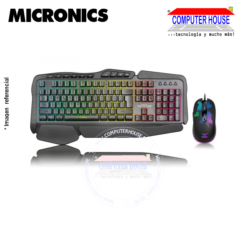 MICRONICS Kit gamer EXABYTE MIC GT8818  LED RGB conexión USB.