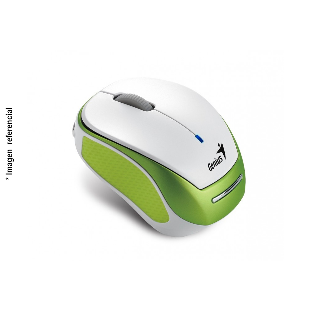 GENIUS Micro Traveler 9000R Wireless Mouse, Rechargeable, White/Green, USB Receiver.