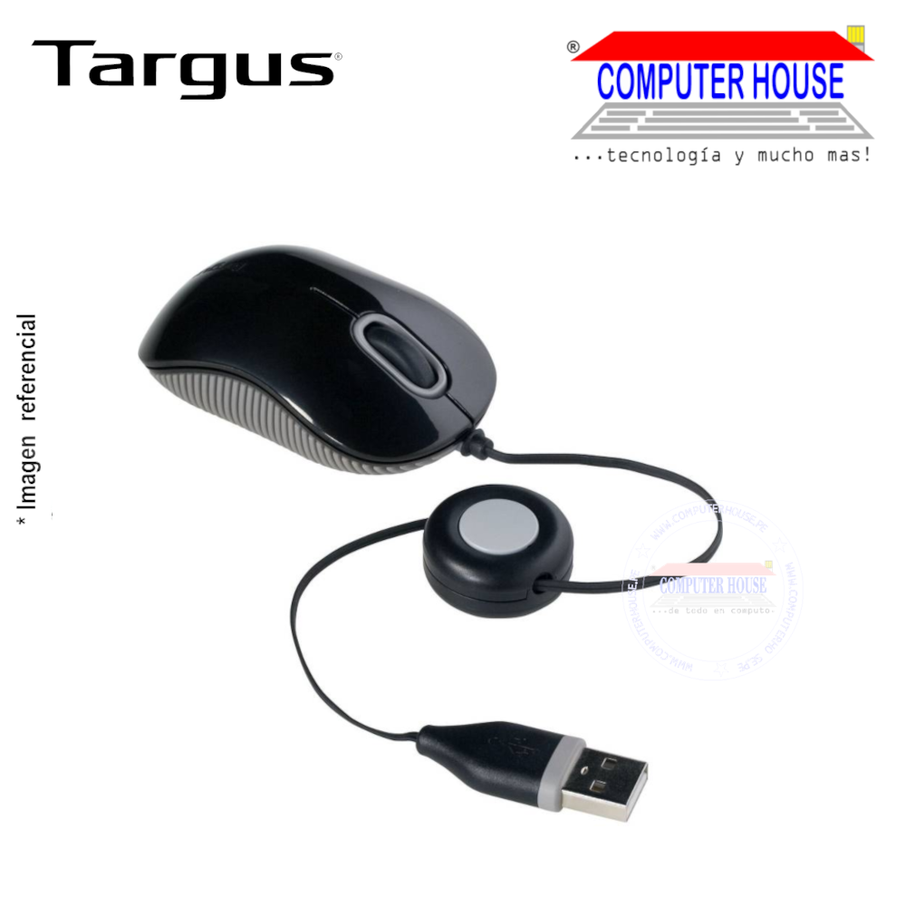 TARGUS Mouse alámbrico Compact Trace Optical Retractable (AMU75US) conexión USB.