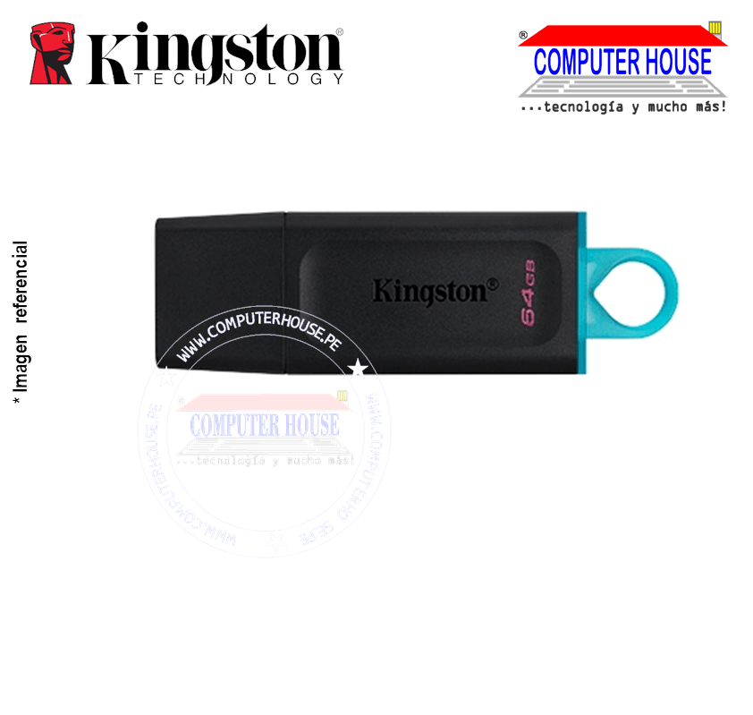 Memoria USB KINGSTON 64GB, DTX Exodia, 3.2 negro/turquesa (DTX/64GB)
