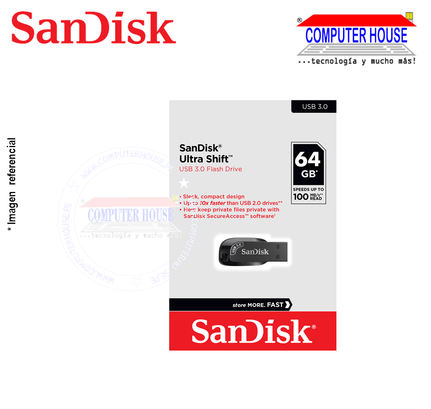 Memoria USB SANDISK 64GB Ultra Shift 3.0
