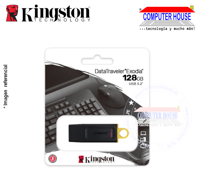 Memoria USB KINGSTON 128GB, DTX Exodia Negro/amarillo (DTX/128GB)