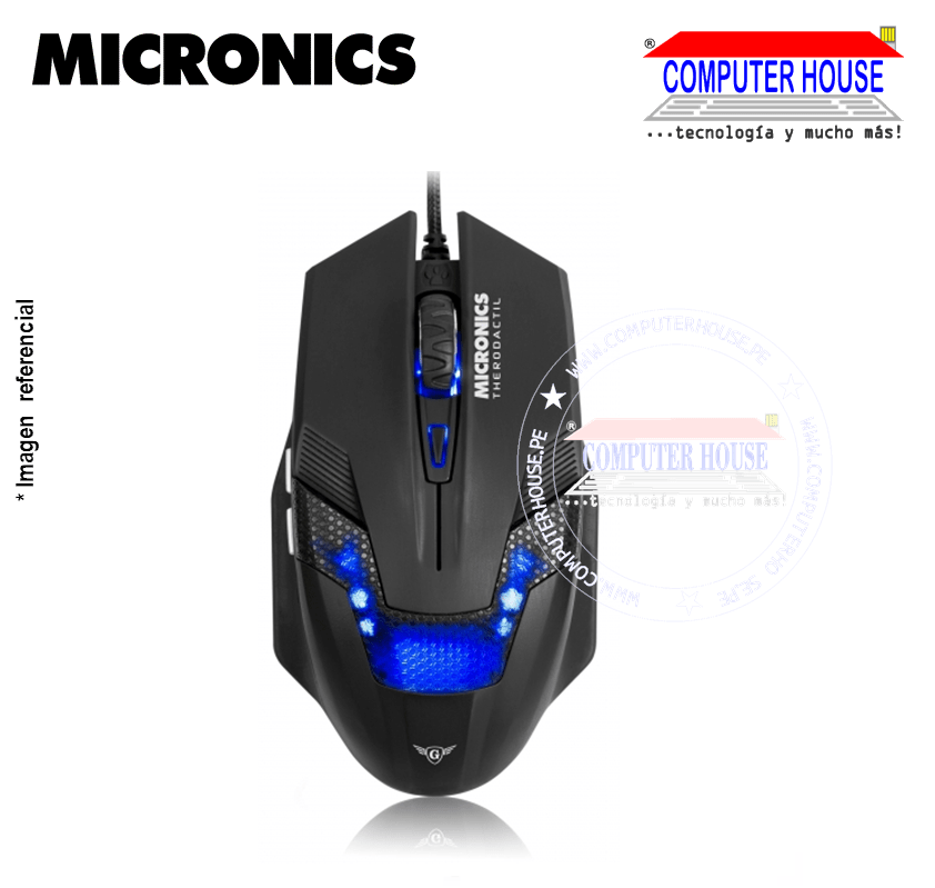 MICRONICS Mouse alámbrico gamer Therodactil - MIC M815K conexión USB.