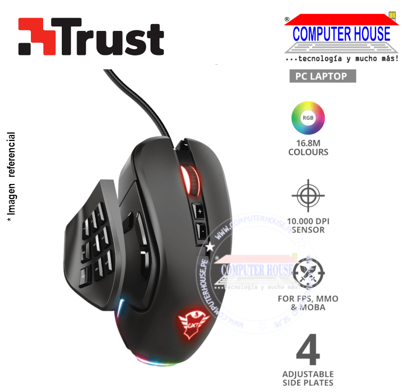 TRUST Wired Mouse Gamer GXT970 Morfix USB connection.
