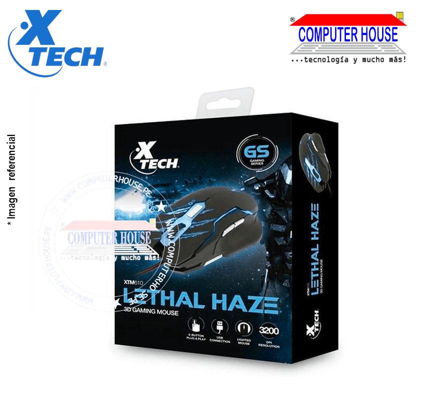 XTECH Mouse alámbrico Gamer XTM-610 Lethal Haze conexión USB.