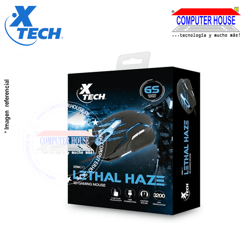 Mouse XTECH 610 Lethal Haze, iluminado, USB.