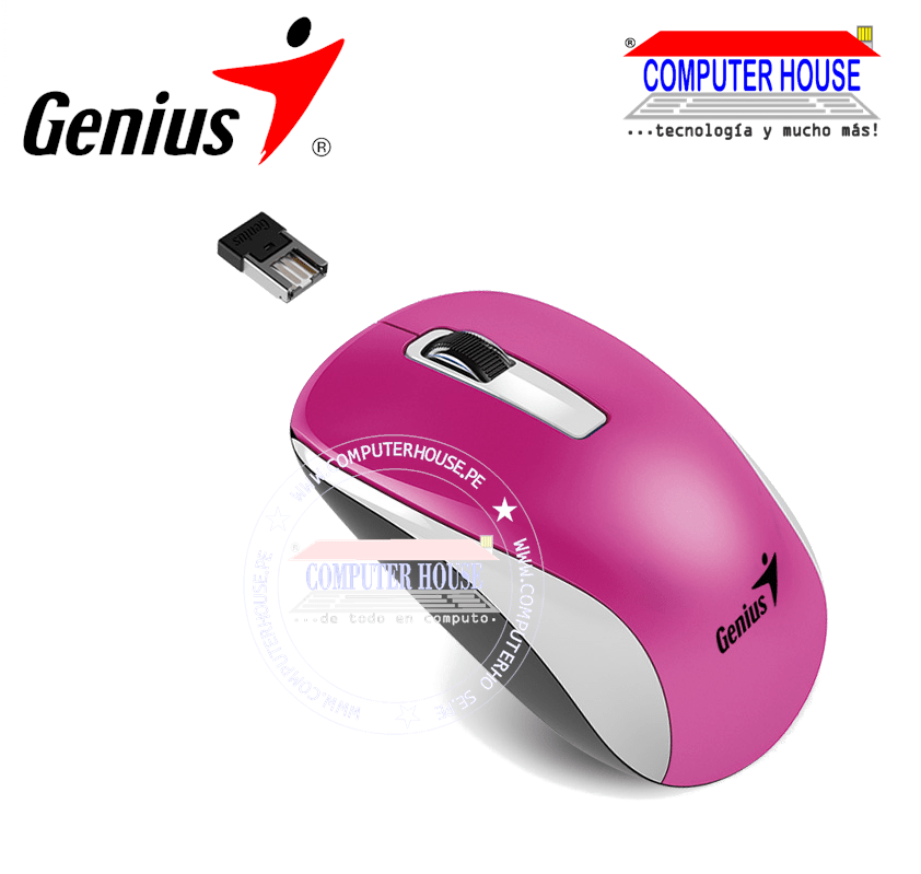 Mouse Inalámbrico GENIUS NX-7010, Blueeye, Magenta, Receptor USB.