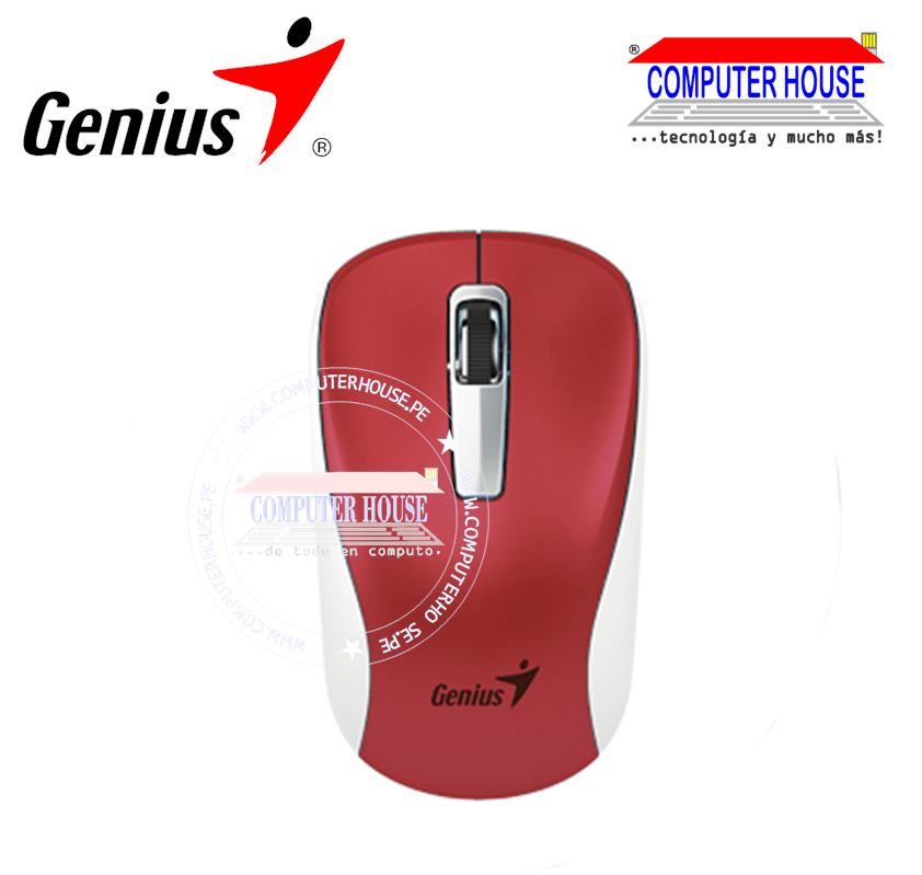 Mouse Inalámbrico GENIUS NX-7010 Blueeye Rojo, Receptor USB.