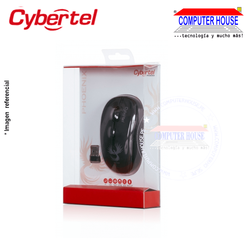 Mouse Inalámbrico Cybertel Phoenix M700X, Receptor USB.