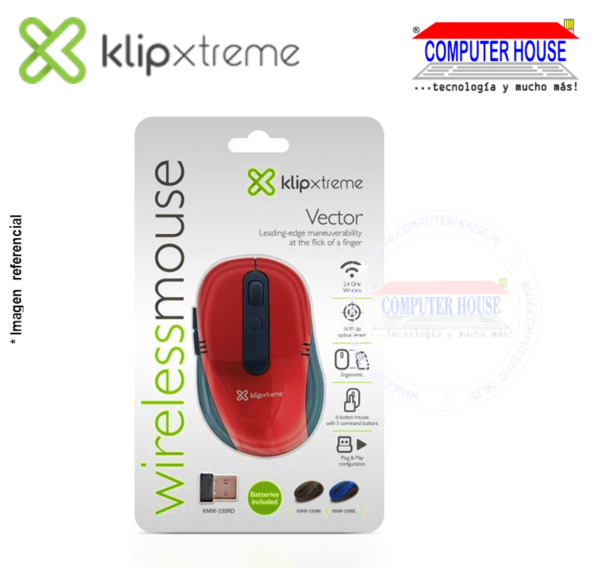 KLIP XTREME Mouse inalámbrico KMW-330BK conexión USB.