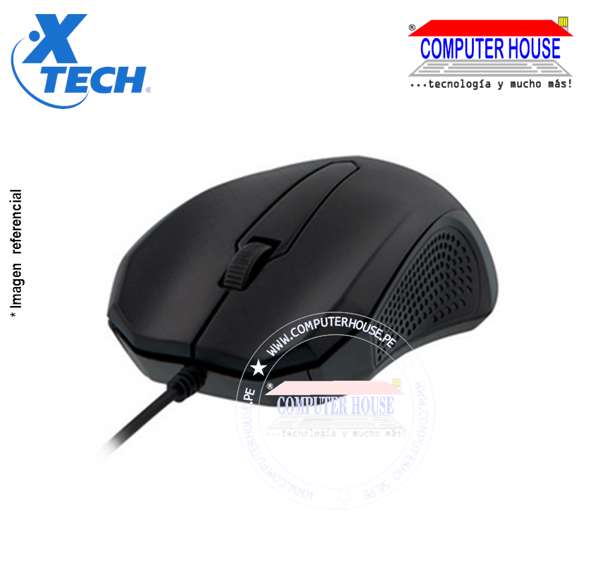 XTECH Mouse alámbrico Óptico XTM-165 3D 3 Botones conexión USB.
