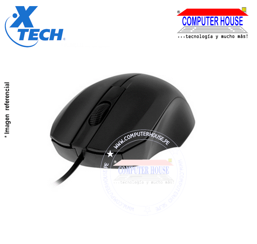 XTECH Mouse alámbrico Óptico XTM-185 3D 3 Botones conexión USB.