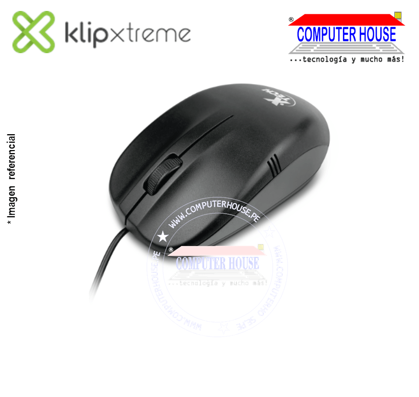 KLIP XTECH Mouse alámbrico Óptico  XTM-205 3D de tres Botones conexión USB.
