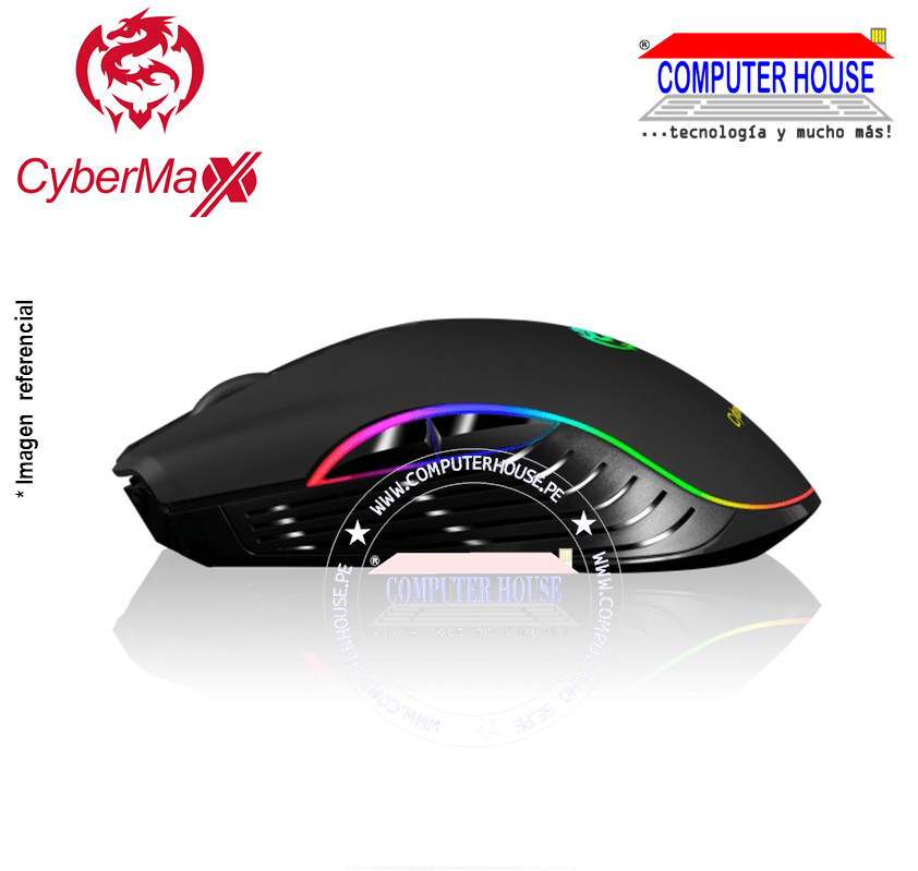 Mouse Gamer CYBERMAX M507 Pistonne, 3200DPI, RGB, USB.