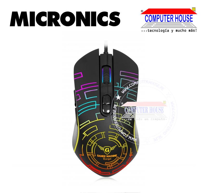 MICRONICS Mouse alámbrico gamer M817 conexión USB.