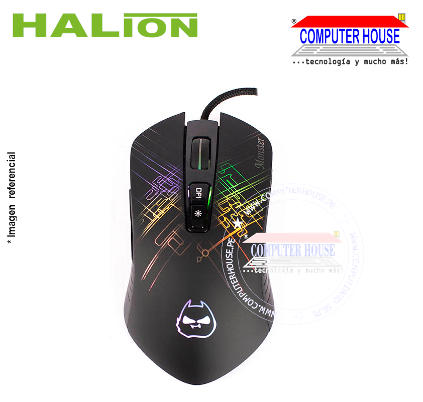 HALION Mouse alámbrico Gamer Monster HA-M529 RGB conexión USB.