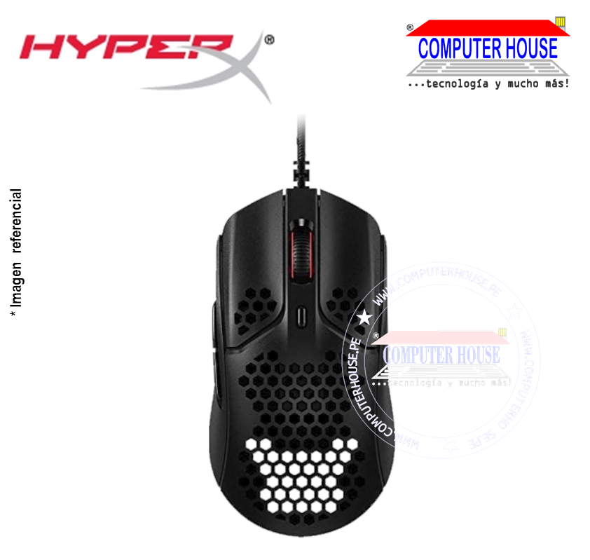 HYPERX Mouse alámbrico Gamer Pulsefire Haste (HMSH1-A-BK/G) conexión USB.
