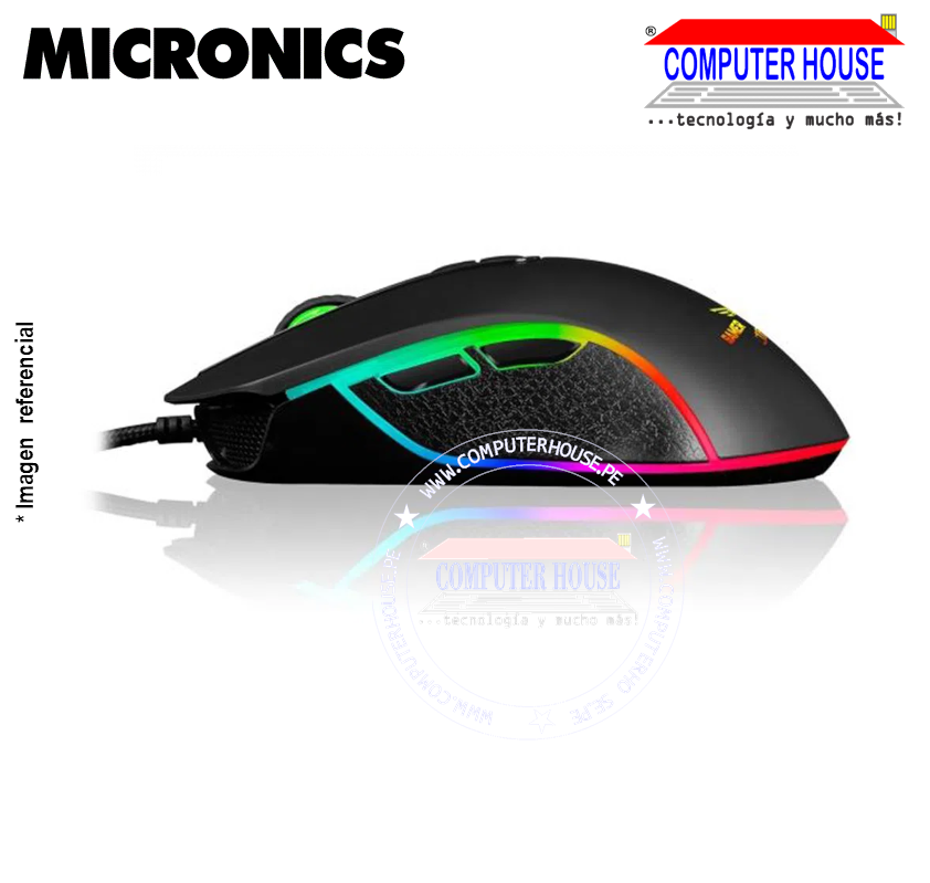 MICRONICS Mouse alámbrico Gamer MIC M810 Fisher conexión USB.