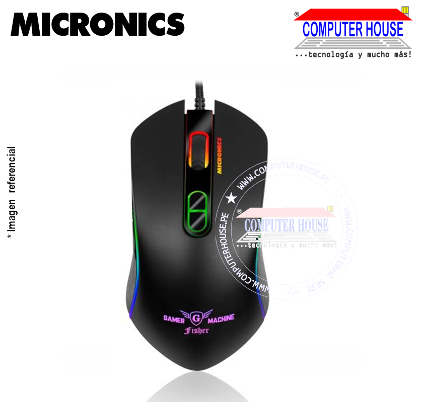MICRONICS Mouse alámbrico Gamer MIC M810 Fisher conexión USB.