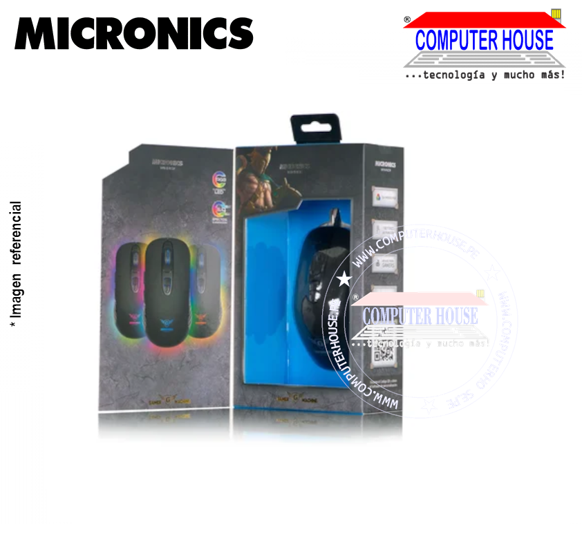 Mouse Gamer MICRONICS MIC M802 Winner USB LED RGB DPI: 3200
