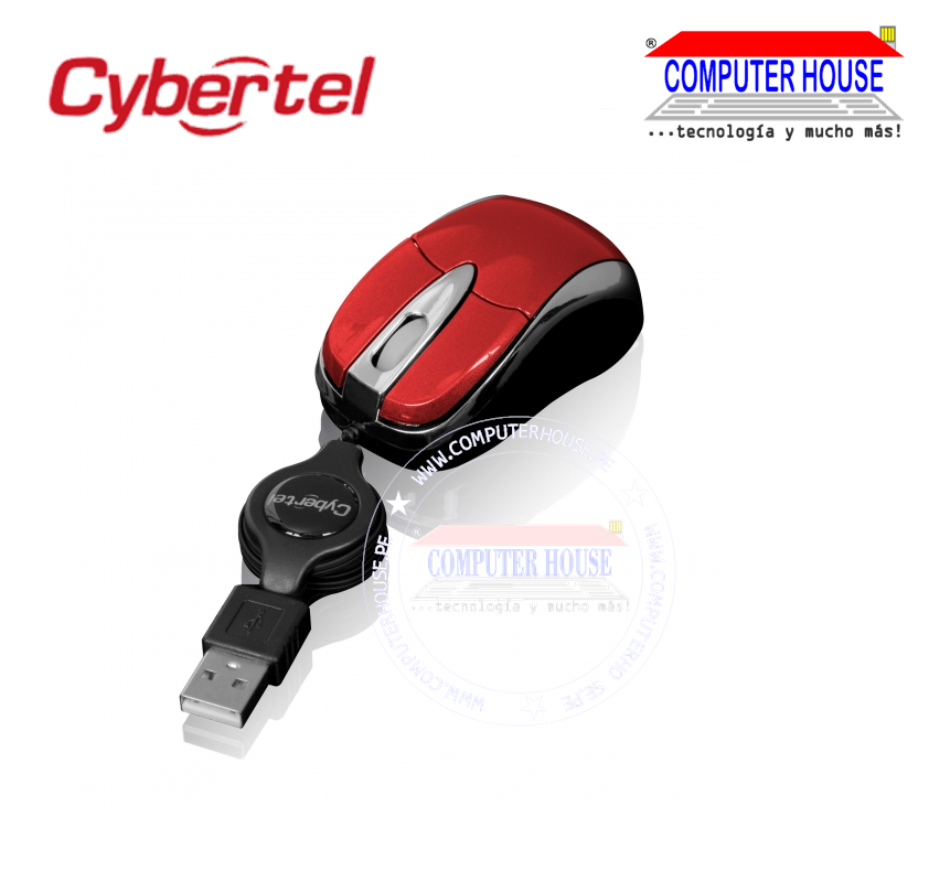 CYBERTEL Mouse alámbrico Retractil M204s Sputnik conexión USB.