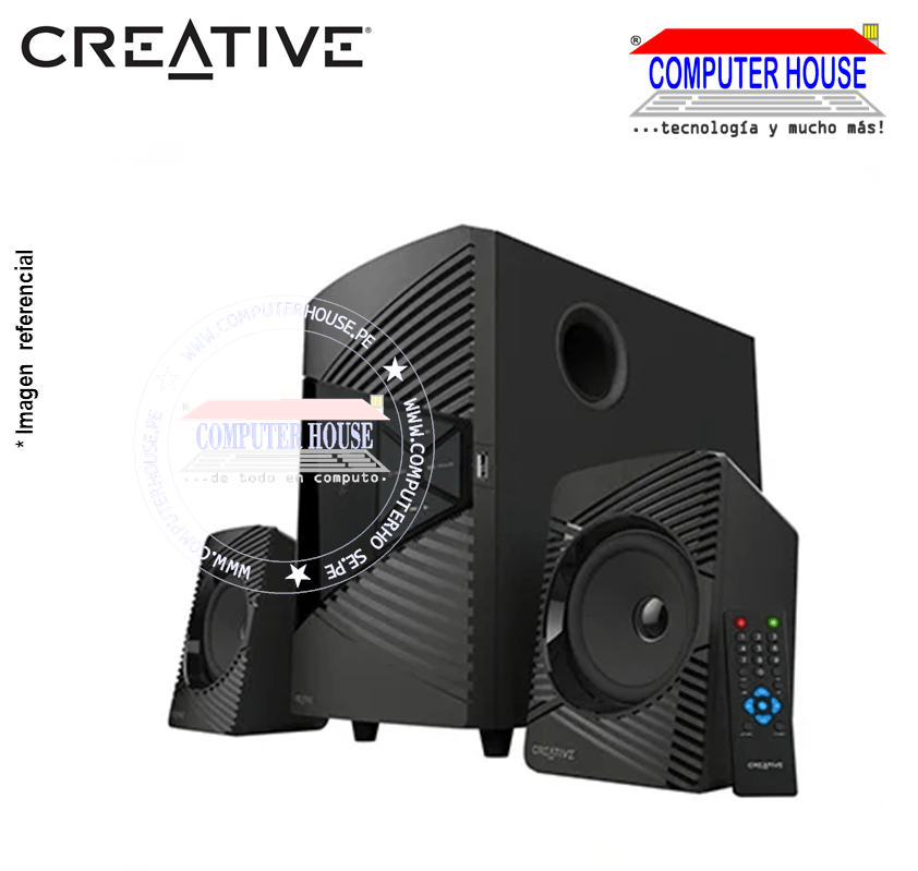 Parlantes 2.1 CREATIVE E2500 30W. Bluetooth / FM / USB / 3.5 mm Black (51MF0485AA001)
