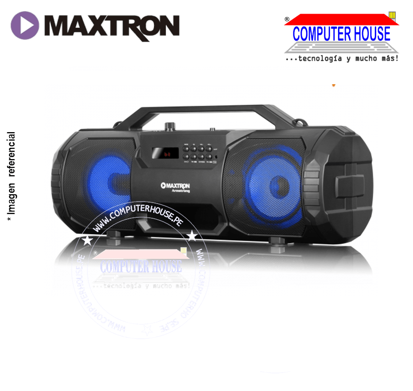 Parlante Portátil MAXTRON MX217BT Armstrong, Bluetooth, Karaoke, FM, USB, MSD, Batería 2000 mAh..