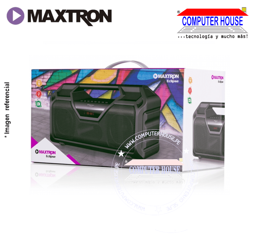 Parlante Portátil MAXTRON MX221BT Eclipse, Bluetooth, FM, USB, MSD, Batería 1800 mAh..