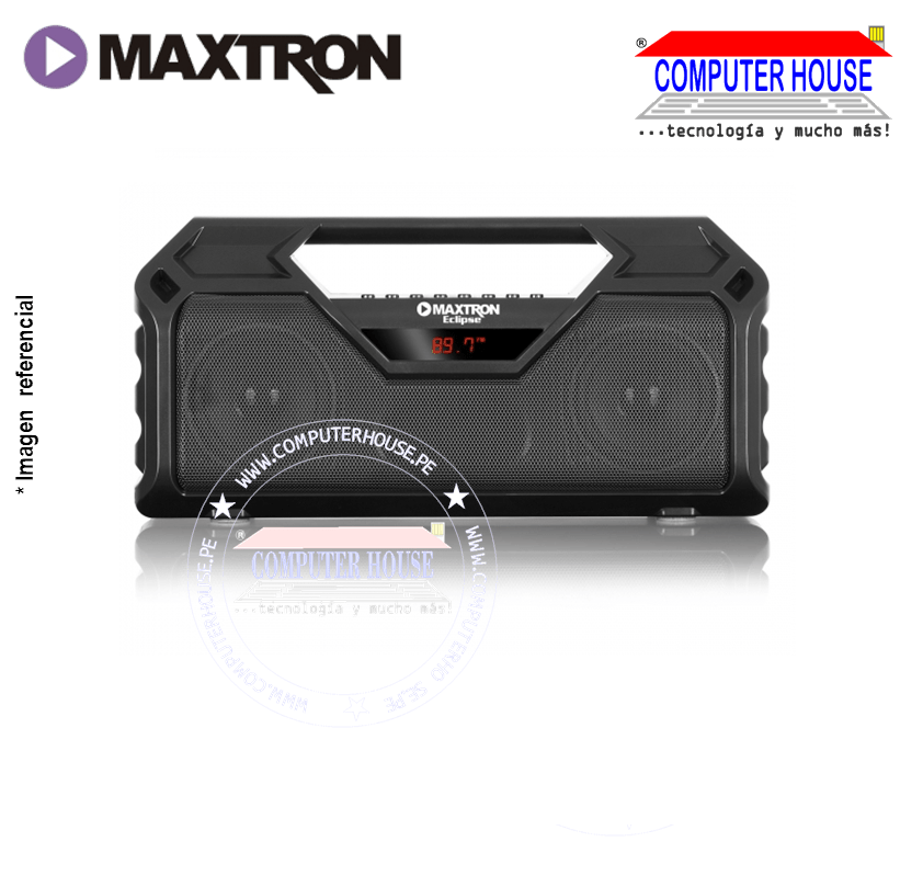 Parlante Portátil MAXTRON MX221BT Eclipse, Bluetooth, FM, USB, MSD, Batería 1800 mAh..