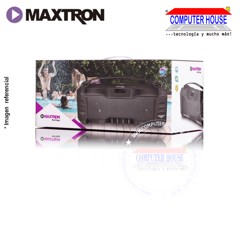 Parlante Portátil MAXTRON MX205BT Savage, Bluetooth, FM, USB, MSD, Batería 2000 mAh..