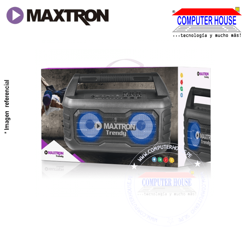 Maxtron Trendy MX208BT Portable Audio System, bluetooth, Karaoke, FM, USB, MSD, 1800mAh Battery.