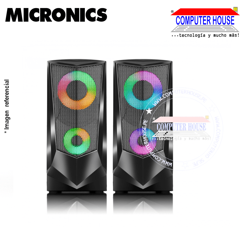 Parlantes 2.0 MICRONICS S319+ Milano Advance, LED RGB, 2.5