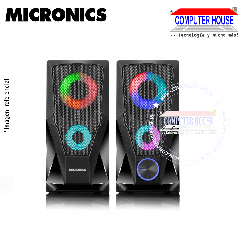 Parlantes 2.0 MICRONICS S310 Milano, LED RGB, 2