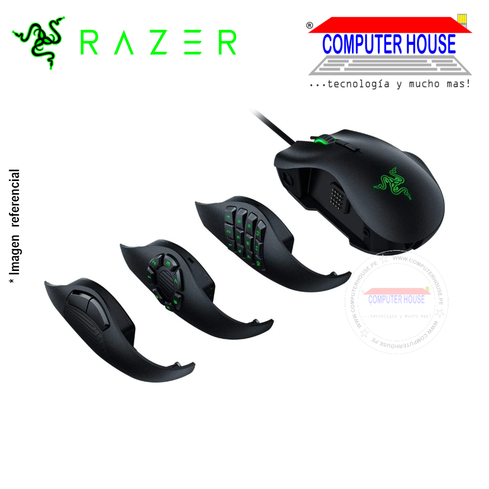 RAZER Mouse alámbrico NAGA TRINITY MMO/MOBA (RZ01-02410100-R3U1) conexión USB.