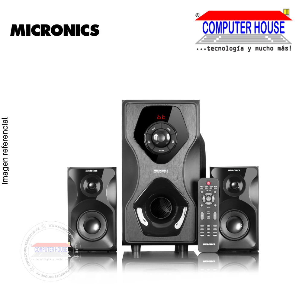 Parlantes Subwoofer 2.1 MICRONICS S7050KTV Grammy, Bluetooth/Karaoke/FM/USB/SD, RMS: 90W(60+15x2)