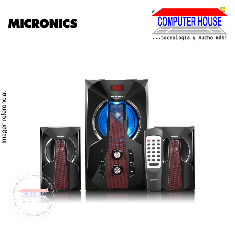 Parlantes Subwoofer 2.1 MICRONICS S7062BT Romance, Bluetooth/FM/USB/SD, RMS: 70W(40+15x2).