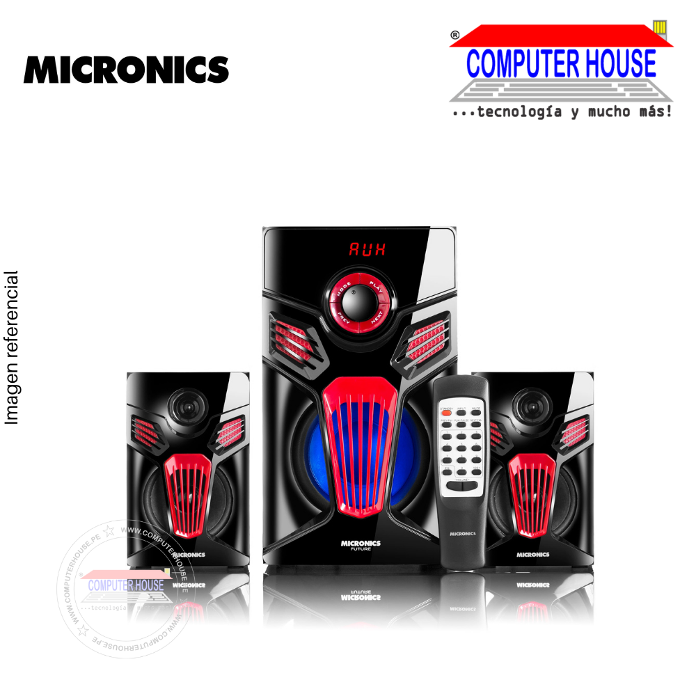 Parlantes Subwoofer 2.1 MICRONICS S7509BT Future, Bluetooth/FM/USB/SD, RMS: 70W(40+15x2).